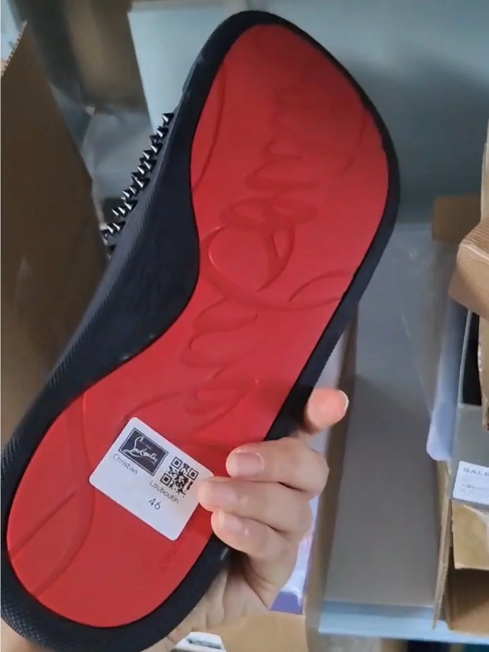 Christian Louboutin Black Studded Slide Sandal for Men